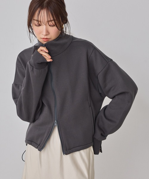 hunch（ハンチ） ブルゾン アウター 裏起毛ダブルジップ ハイネック