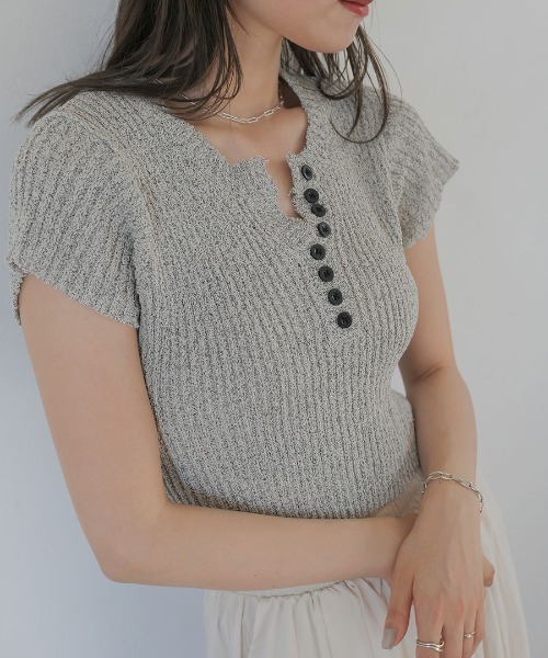 「Reurie'」 半袖ニット FREE ブラック レディース_画像4