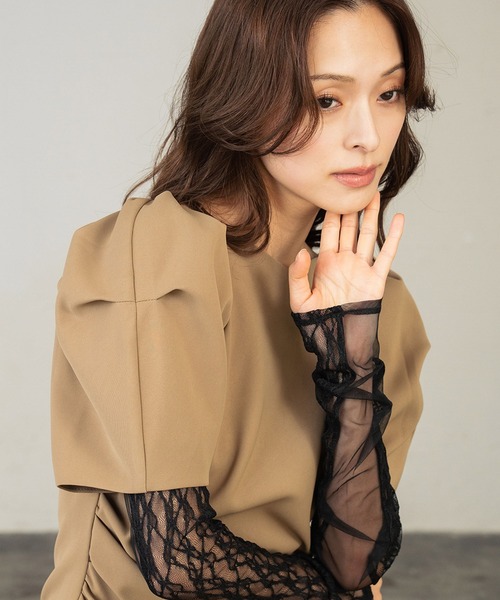 GIRL DRESS FOR NOW パーティードレス ドレス レースアームドレープ