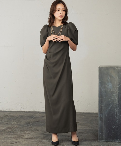 GIRL DRESS FOR NOW パーティードレス ドレス レースアームドレープ