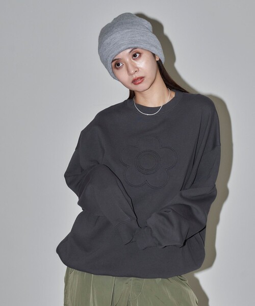 「PUBLUX」 スウェットカットソー フリ- レッド レディース_画像6