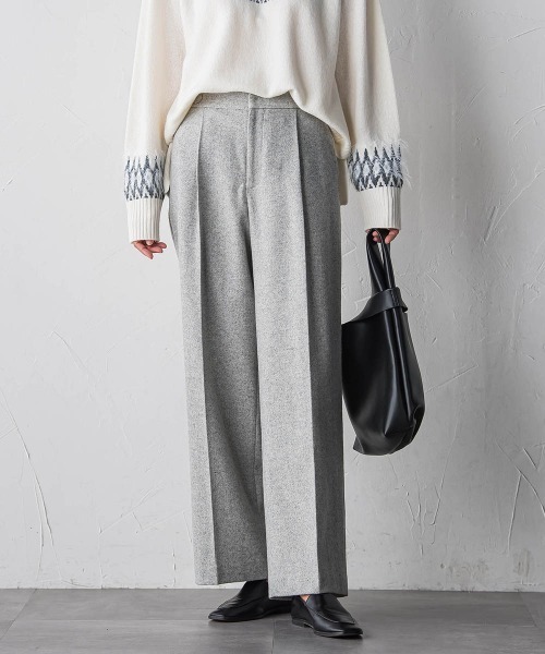 la.f（ラ・エフ） パンツ ウールラメシャンブレーパンツ レディース