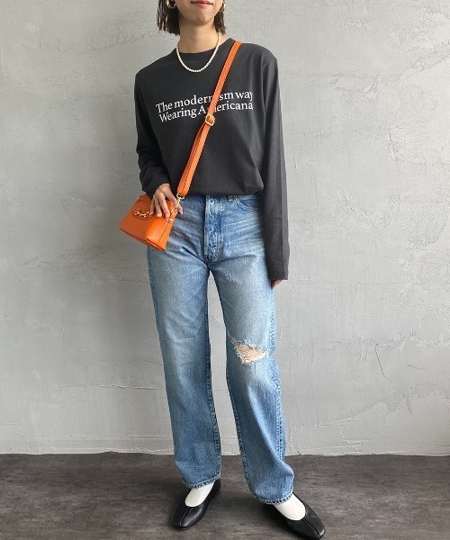 「AMERICANA」 長袖カットソー ONE SIZE チョコ レディース_画像2