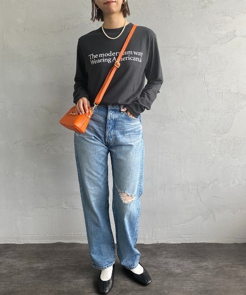 「AMERICANA」 長袖カットソー ONE SIZE チョコ レディース_画像3