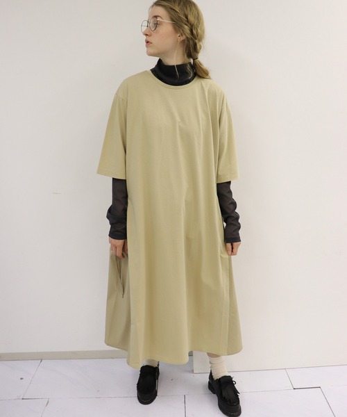 「haupia」 半袖ワンピース MEDIUM ブラック レディース_画像4