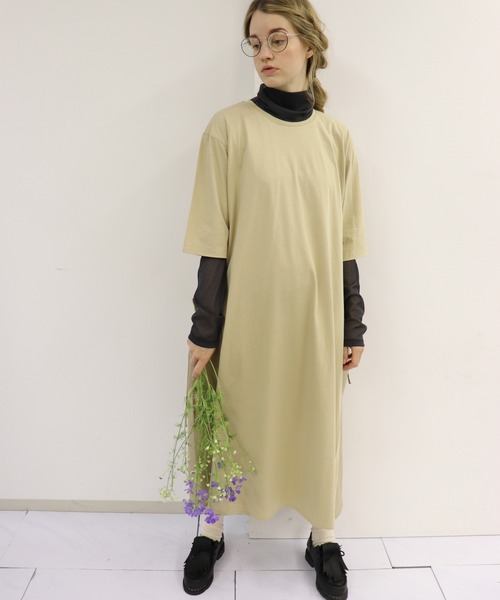「haupia」 半袖ワンピース MEDIUM ブラック レディース_画像7