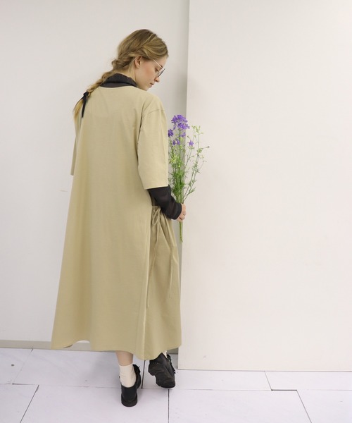 「haupia」 半袖ワンピース MEDIUM ブラック レディース_画像9