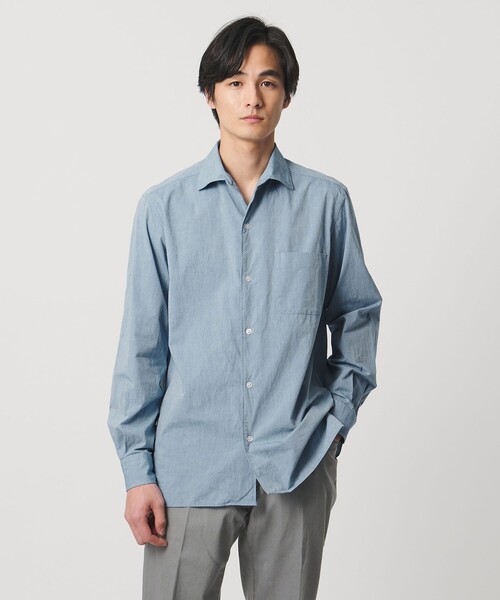 6 ROKU コットン シャンブレー シャツ ユナイテッドアローズ ブルー 36 UNITED ARROWS（ユナイテッドアローズ） シャツ シャンブレー