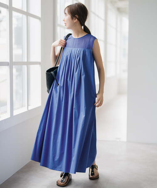 「Spick & Span」 ノースリーブワンピース 38 ブルー レディース_画像7