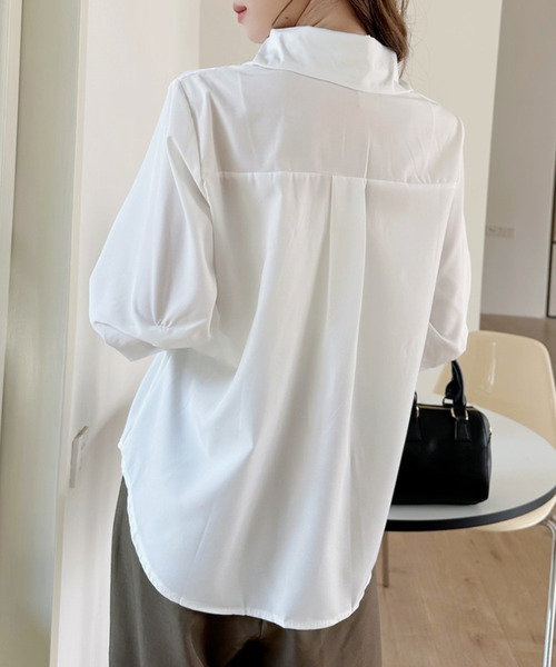 Ada. ブラウス シャツ ギャザースリーブ ペプラム シャツ レディース