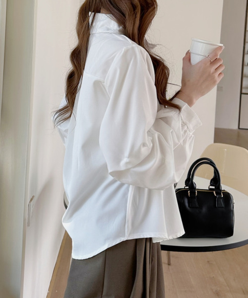 Ada. ブラウス シャツ ギャザースリーブ ペプラム シャツ レディース