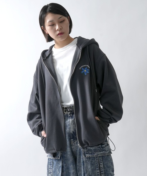 「Starting Over」 ジップアップパーカー L チャコールグレー メンズ_画像6