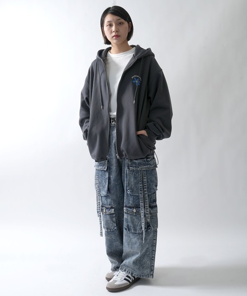 「Starting Over」 ジップアップパーカー L チャコールグレー メンズ_画像8