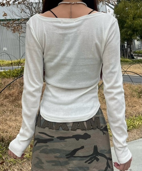 「XU」 長袖カットソー ONE SIZE ホワイト レディース_画像5