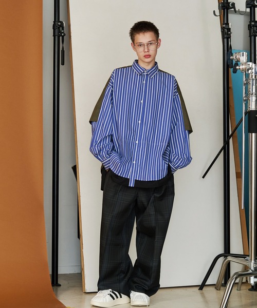 スラックス 「UNISEX」CHECK WIDE SLACKS/チェックワイドスラックス メンズ レディースの画像