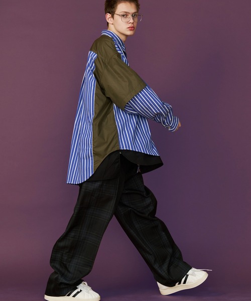 スラックス 「UNISEX」CHECK WIDE SLACKS/チェックワイドスラックス メンズ レディースの画像