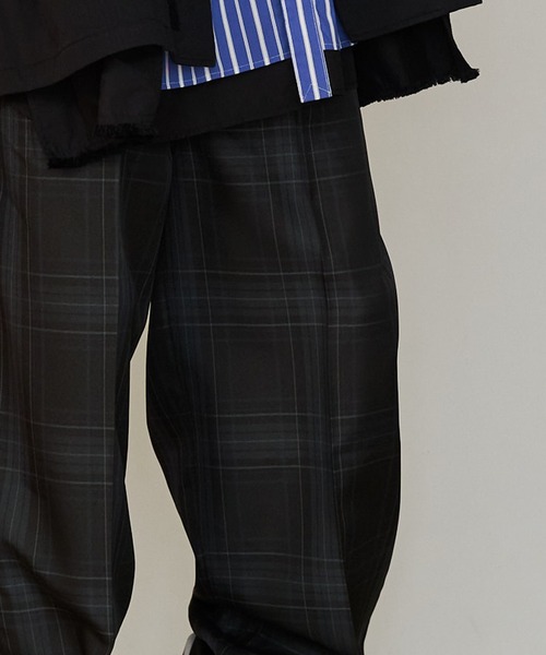 スラックス 「UNISEX」CHECK WIDE SLACKS/チェックワイドスラックス メンズ レディースの画像