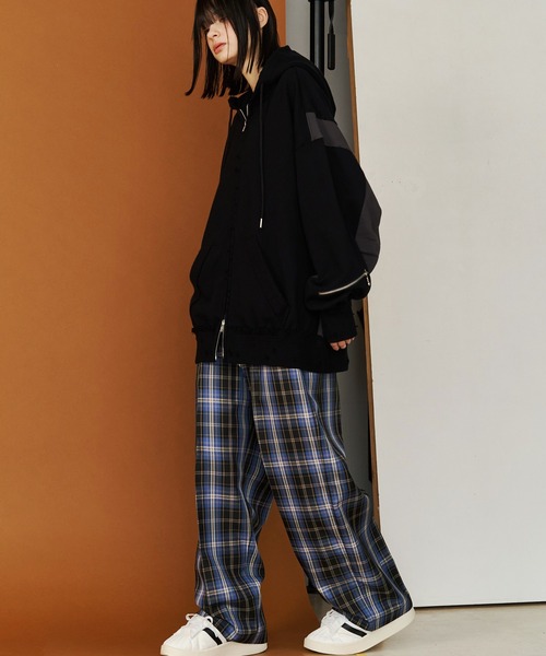 スラックス 「UNISEX」CHECK WIDE SLACKS/チェックワイドスラックス メンズ レディースの画像