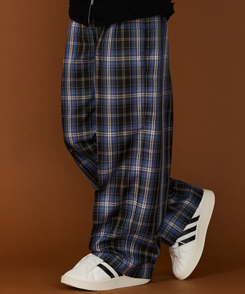 スラックス 「UNISEX」CHECK WIDE SLACKS/チェックワイドスラックス メンズ レディースの画像
