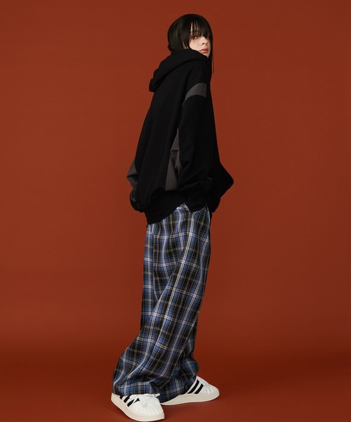 スラックス 「UNISEX」CHECK WIDE SLACKS/チェックワイドスラックス メンズ レディースの画像