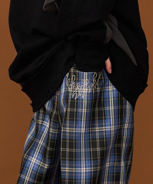 スラックス 「UNISEX」CHECK WIDE SLACKS/チェックワイドスラックス メンズ レディースの画像