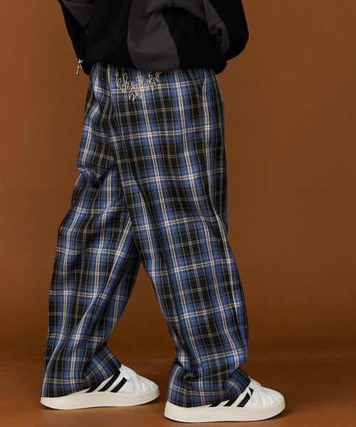 スラックス 「UNISEX」CHECK WIDE SLACKS/チェックワイドスラックス メンズ レディースの画像