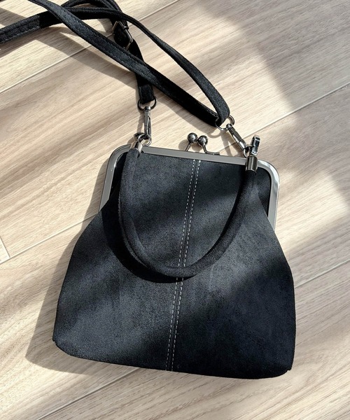 erva エルバ がま口ショルダーバッグ アシュペーフランス　生産中止品　黒 Nana ショルダーバッグ バッグ がま口ミニショルダーバッグ レディース