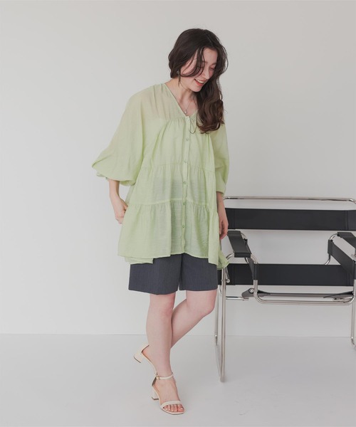 「titivate」 長袖チュニック S グレイッシュベージュ レディース_画像5