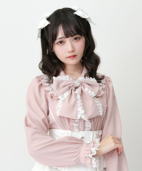 DearMyLove ブラウス シャツ ハートレースフリルたっぷりブラウス 