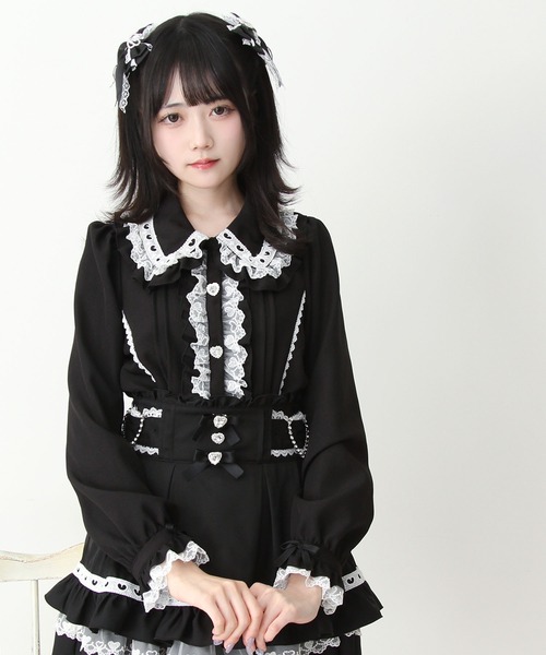DearMyLove ブラウス シャツ ハートレースフリルたっぷりブラウス DearMyLove ブラウス シャツ ハートレースフリルたっぷりブラウス