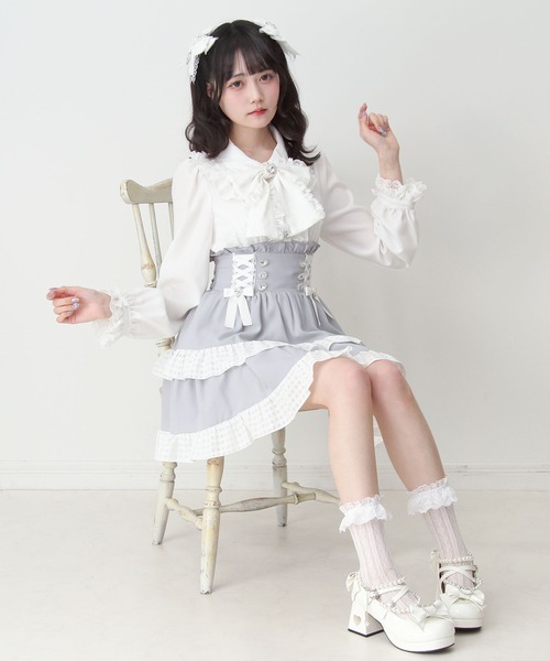 DearMyLove ブラウス シャツ ハートレースフリルたっぷりブラウス