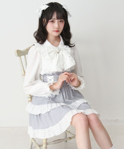 DearMyLove ブラウス シャツ ハートレースフリルたっぷりブラウス