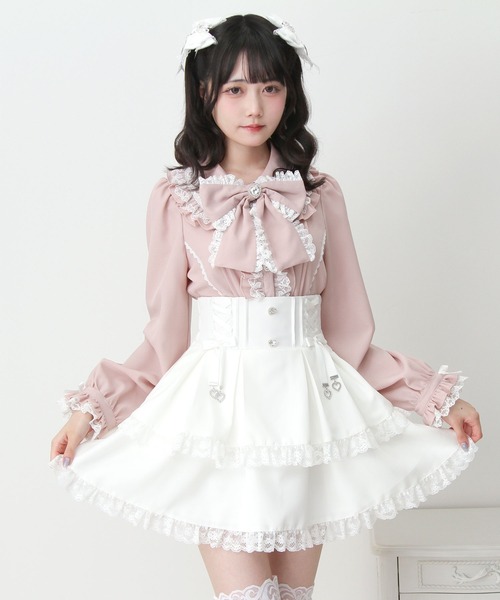 DearMyLove ブラウス シャツ ハートレースフリルたっぷりブラウス DearMyLove ブラウス シャツ ハートレースフリルたっぷりブラウス