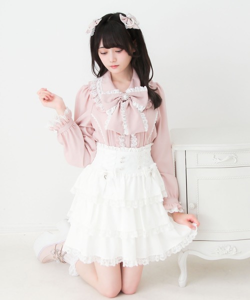DearMyLove ブラウス シャツ ハートレースフリルたっぷりブラウス