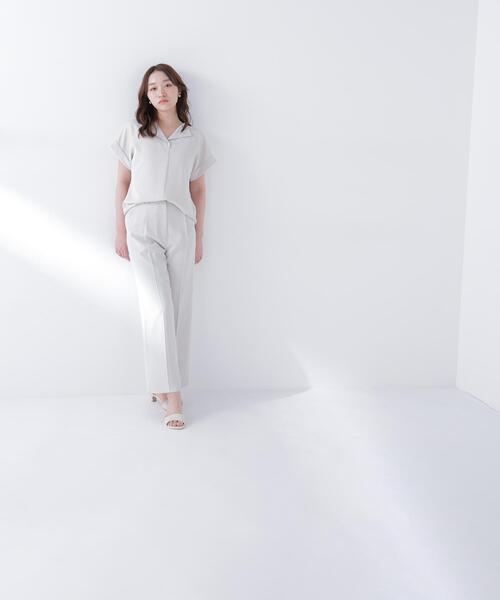 ワイドパンツ パンツ 「PS/低身長サイズ」クリアツイル SETUP タックワイドパンツ レディースの画像
