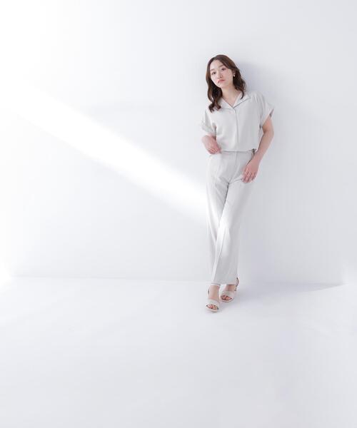 ワイドパンツ パンツ 「PS/低身長サイズ」クリアツイル SETUP タックワイドパンツ レディースの画像
