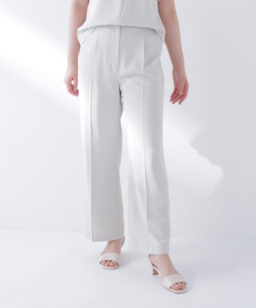 ワイドパンツ パンツ 「PS/低身長サイズ」クリアツイル SETUP タックワイドパンツ レディースの画像