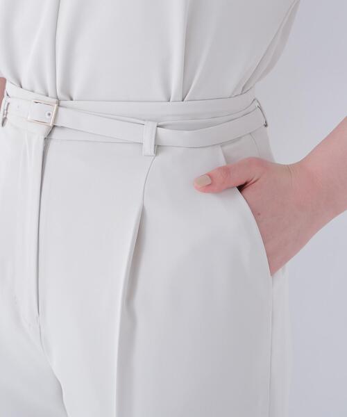 ワイドパンツ パンツ 「PS/低身長サイズ」クリアツイル SETUP タックワイドパンツ レディースの画像