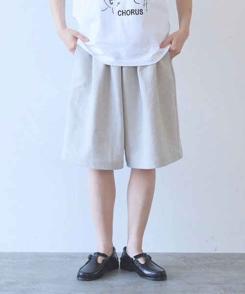 yuni パンツ Linen Polyester gum tack half pants レディース