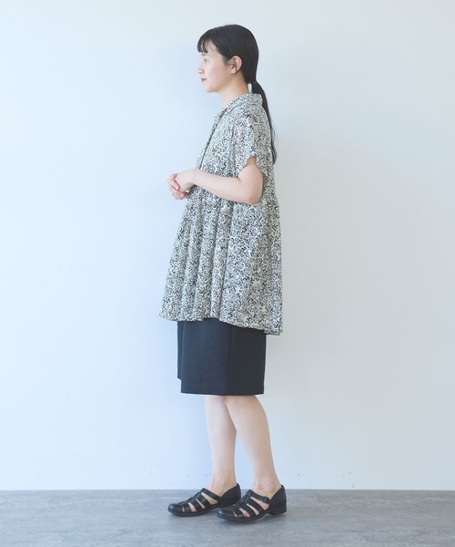 ハーフパンツ ワイドパンツ パンツ Linen Polyester gum tack half pants レディースの画像