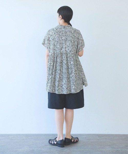 ハーフパンツ ワイドパンツ パンツ Linen Polyester gum tack half pants レディースの画像