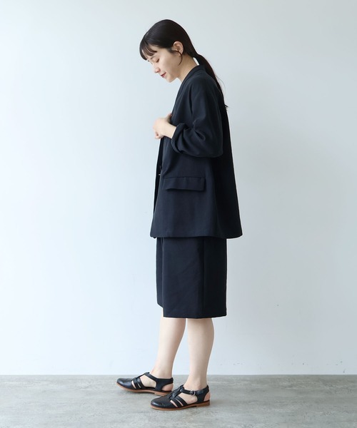 ハーフパンツ ワイドパンツ パンツ Linen Polyester gum tack half pants レディースの画像