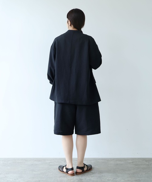ハーフパンツ ワイドパンツ パンツ Linen Polyester gum tack half pants レディースの画像