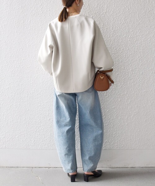 「SHIPS any」 ノーカラージャケット ONE SIZE ブラウン レディースの画像