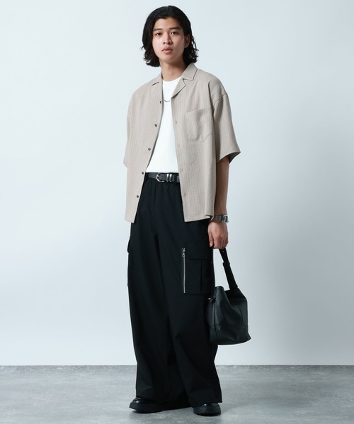 【サックスブルー】【セットアップ対応】オープンカラーシャツ Satistex Dry】多機能オープンカラーシャツ＜セットアップ対応