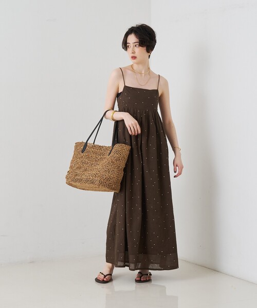 Betsey Johnson ブラウン刺繍キャミワンピース サイズ4　ドレス Rouge vif Anna（ルージュヴィフアンナ） ワンピース 「2026SS新作