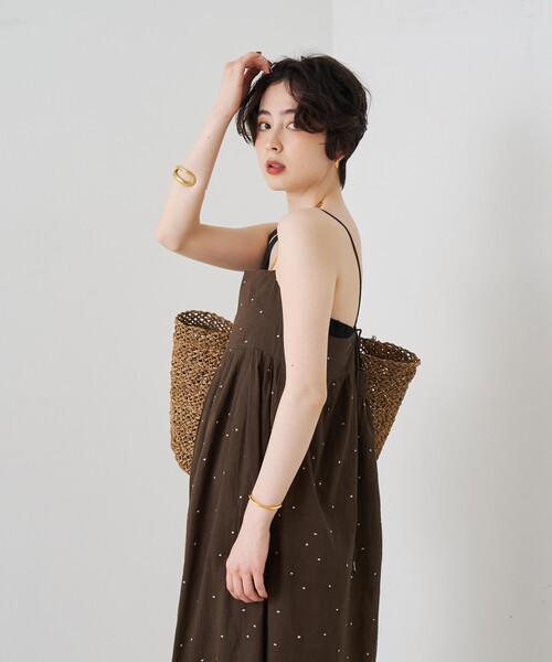 エフィ ネット完売品 刺繍キャミワンピース　ブラウン　定価28000 残1点のみ Rouge vif Anna（ルージュヴィフアンナ） ワンピース 「2026SS新作