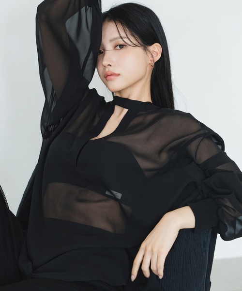 23区　接触冷感UVカット　大人ブラウス tu-hacci（ツーハッチ） uvカット ブラウス シャツ 接触冷感シアー
