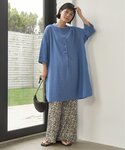 ワンピース リネンレーヨンボタンサックワンピの詳細画像4