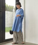 ワンピース リネンレーヨンボタンサックワンピの詳細画像3